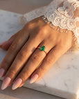 Inel de Logodnă Enigma din Aur 14k cu Smarald Creat în Laborator Oval 6x8 mm din 14k Aur Roz - Castelo.ro