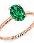 Inel de Logodnă Enigma din Aur 18k cu Smarald Creat în Laborator Oval 6x8 mm din 18k Aur Roz - Castelo.ro