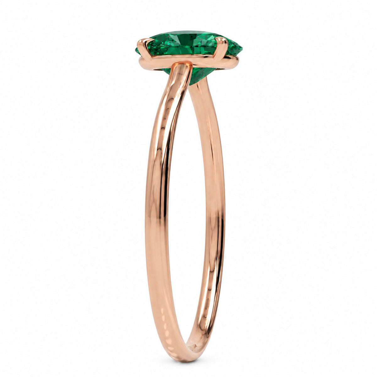 Inel de Logodnă Enigma din Aur 18k cu Smarald Creat în Laborator Oval 6x8 mm din 18k Aur Roz - Castelo.ro