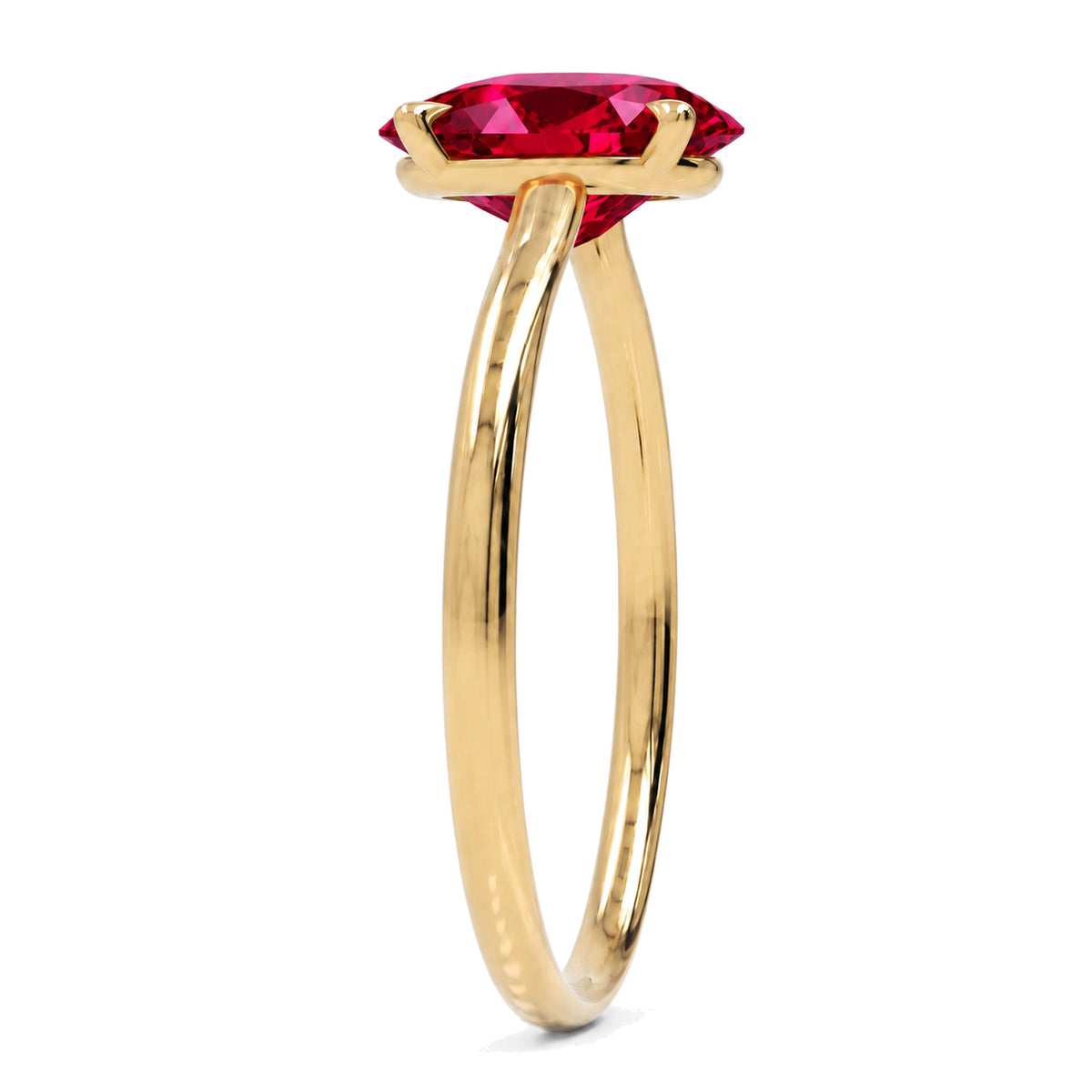 Inel de Logodnă Enigma din Aur 14k cu Rubin Creat în Laborator Oval 8x12 mm din 14k Aur Galben - Castelo.ro