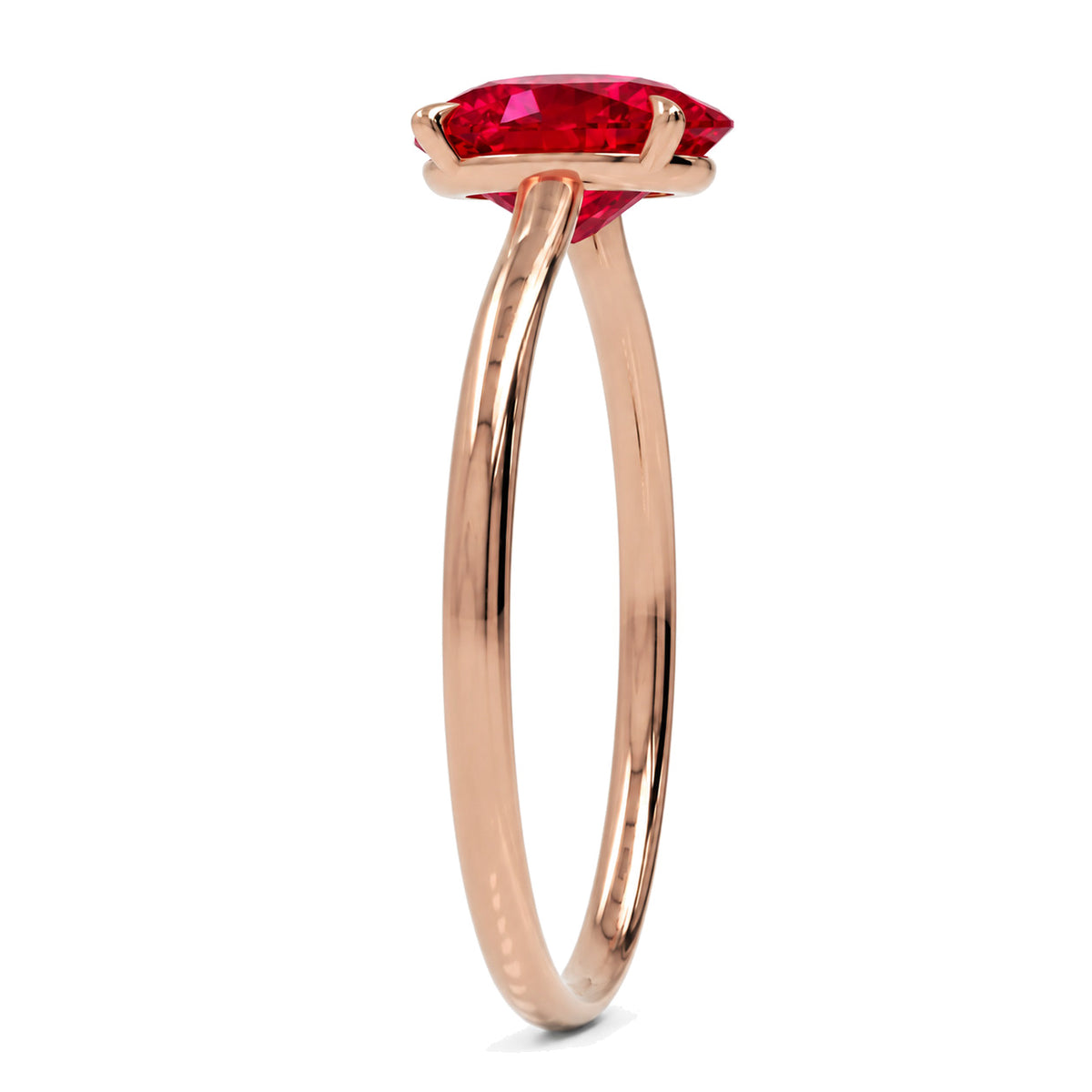 Inel de Logodnă Enigma din Aur 18k cu Rubin Creat în Laborator Oval 8x12 mm din 18k Aur Roz - Castelo.ro