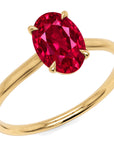 Inel de Logodnă Enigma din Aur 14k cu Rubin Creat în Laborator Oval 7x10 mm din 14k Aur Galben - Castelo.ro