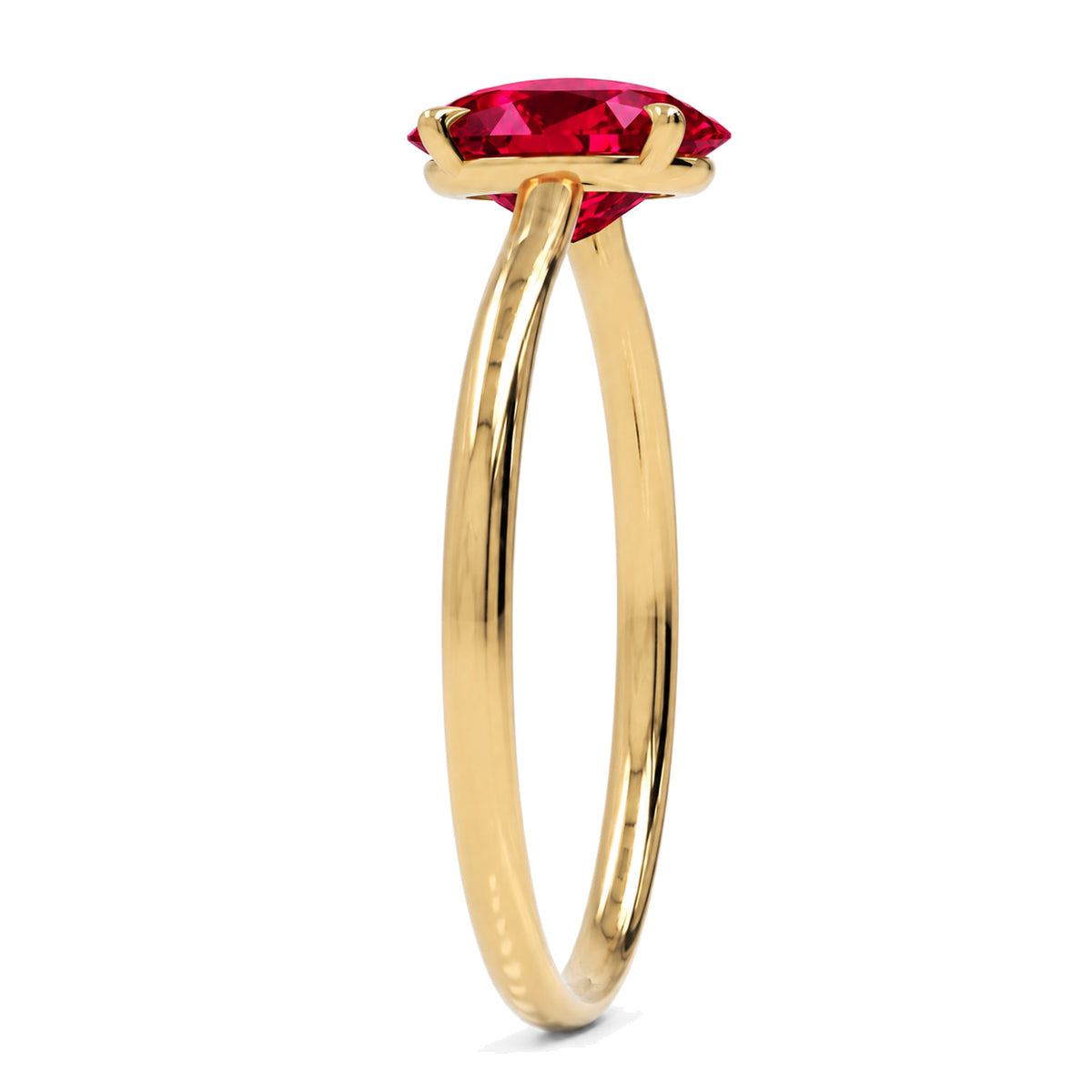 Inel de Logodnă Enigma din Aur 14k cu Rubin Creat în Laborator Oval 7x10 mm din 14k Aur Galben - Castelo.ro