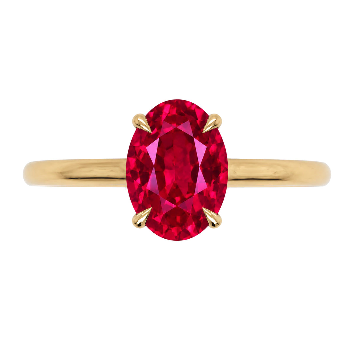 Inel de Logodnă Enigma din Aur 14k cu Rubin Creat în Laborator Oval 7x10 mm din 14k Aur Galben - Castelo.ro