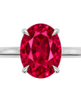 Inel de Logodnă Enigma din Aur 14k cu Rubin Creat în Laborator Oval 7x10 mm din 14k Aur Alb - Castelo.ro