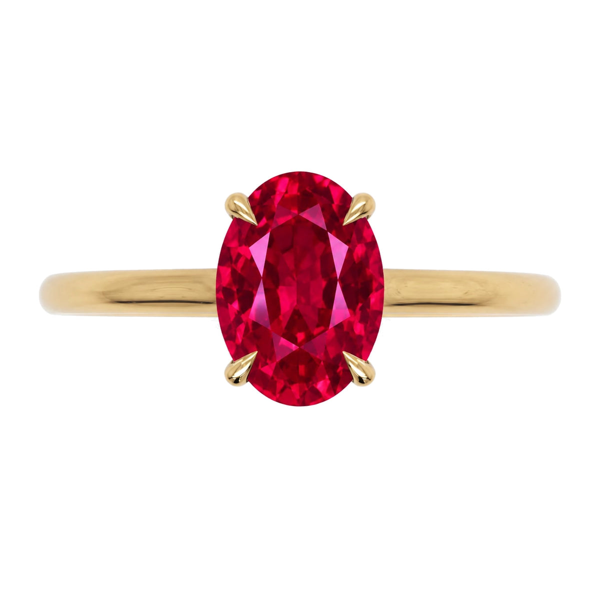 Inel de Logodnă Enigma din Aur 18k cu Rubin Creat în Laborator Oval 6x8 mm din 18k Aur Galben - Castelo.ro
