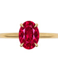 Inel de Logodnă Enigma din Aur 18k cu Rubin Creat în Laborator Oval 6x8 mm din 18k Aur Galben - Castelo.ro