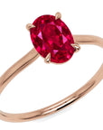 Inel de Logodnă Enigma din Aur 14k cu Rubin Creat în Laborator Oval 6x8 mm din 14k Aur Roz - Castelo.ro