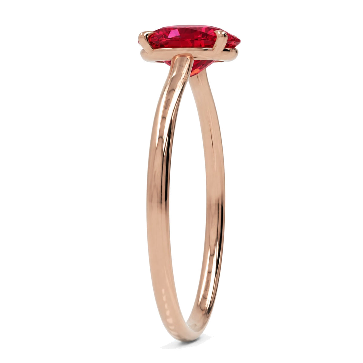 Inel de Logodnă Enigma din Aur 14k cu Rubin Creat în Laborator Oval 6x8 mm din 14k Aur Roz - Castelo.ro