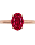 Inel de Logodnă Enigma din Aur 18k cu Rubin Creat în Laborator Oval 6x8 mm din 18k Aur Roz - Castelo.ro