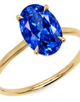 Inel de Logodnă Enigma din Aur 14k cu Safir Creat în Laborator Oval 8x12 mm din 14k Aur Galben - Castelo.ro