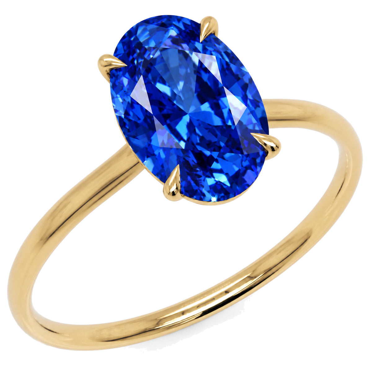 Inel de Logodnă Enigma din Aur 18k cu Safir Creat în Laborator Oval 8x12 mm din 18k Aur Galben - Castelo.ro
