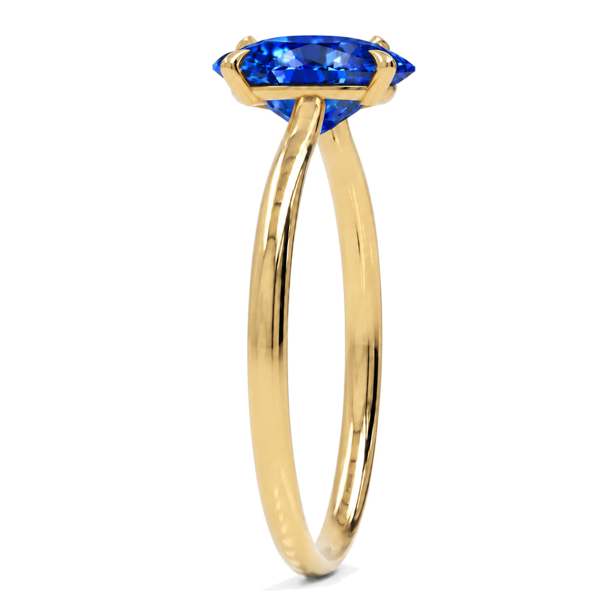 Inel de Logodnă Enigma din Aur 18k cu Safir Creat în Laborator Oval 8x12 mm din 18k Aur Galben - Castelo.ro