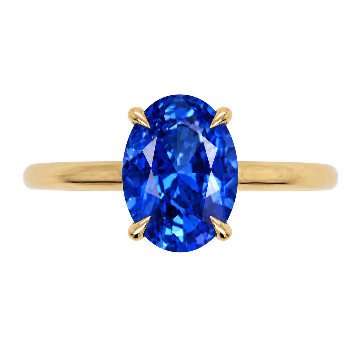 Inel de Logodnă Enigma din Aur 14k cu Safir Creat în Laborator Oval 8x12 mm din 14k Aur Galben - Castelo.ro