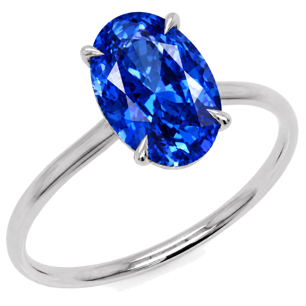 Inel de Logodnă Enigma din Aur 18k cu Safir Creat în Laborator Oval 8x12 mm din Platina - Castelo.ro