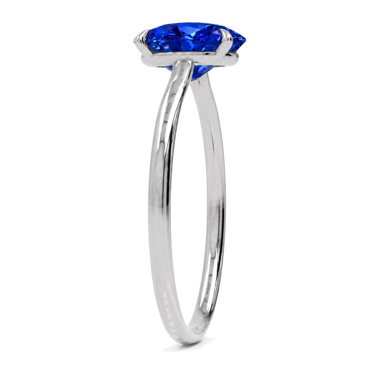 Inel de Logodnă Enigma din Aur 18k cu Safir Creat în Laborator Oval 8x12 mm din Platina - Castelo.ro