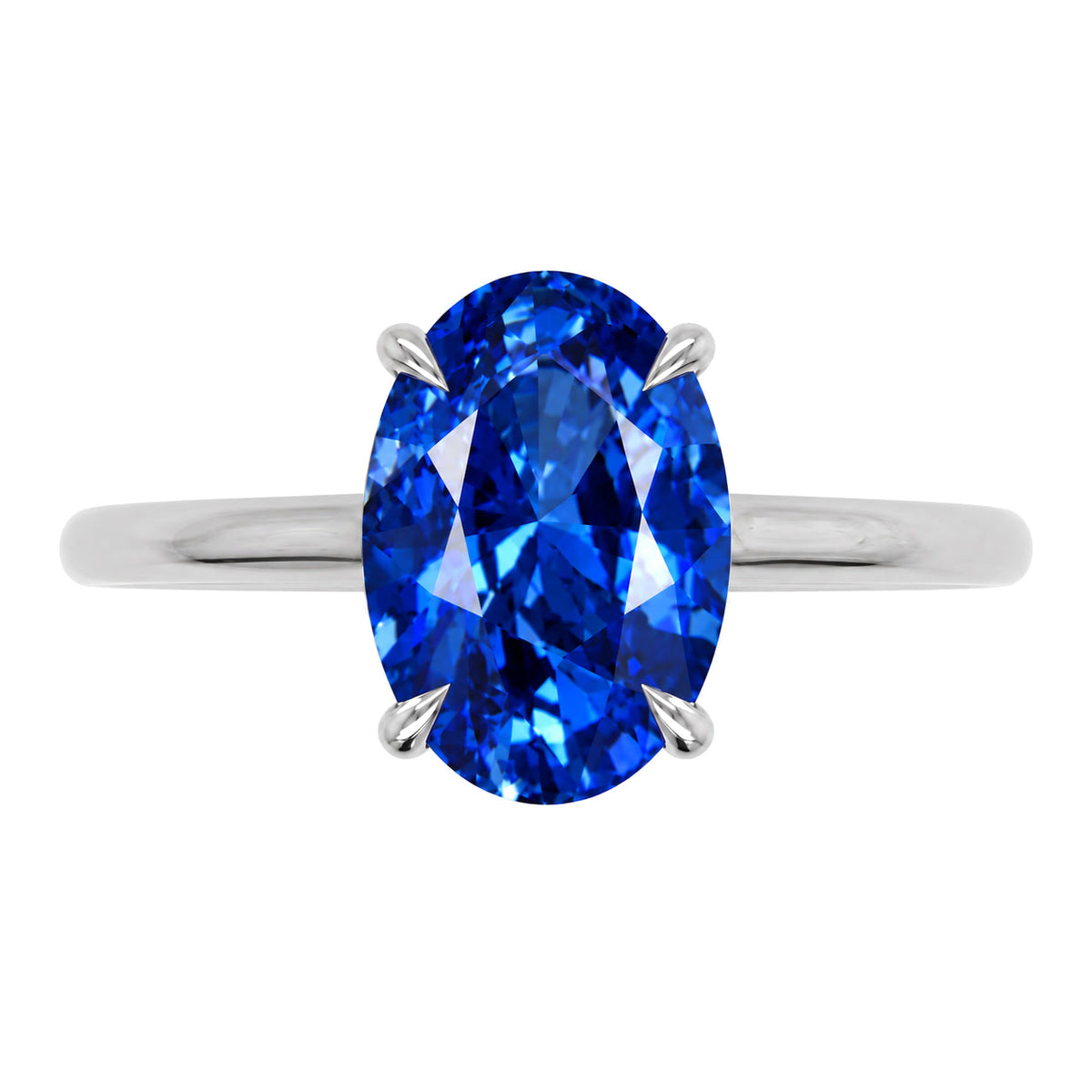 Inel de Logodnă Enigma din Aur 14k cu Safir Creat în Laborator Oval 8x12 mm din 14k Aur Alb - Castelo.ro