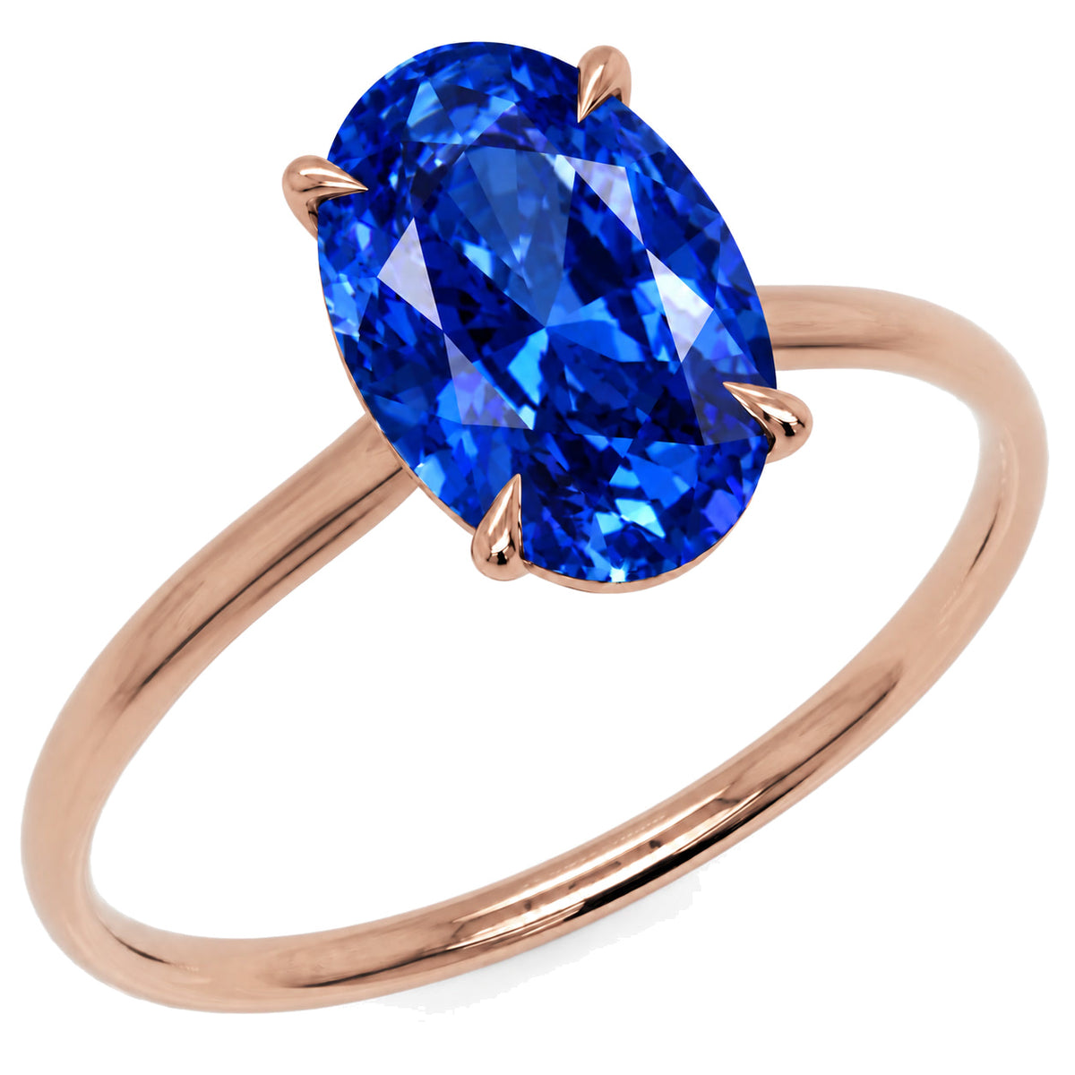 Inel de Logodnă Enigma din Aur 18k cu Safir Creat în Laborator Oval 8x12 mm din 18k Aur Roz - Castelo.ro
