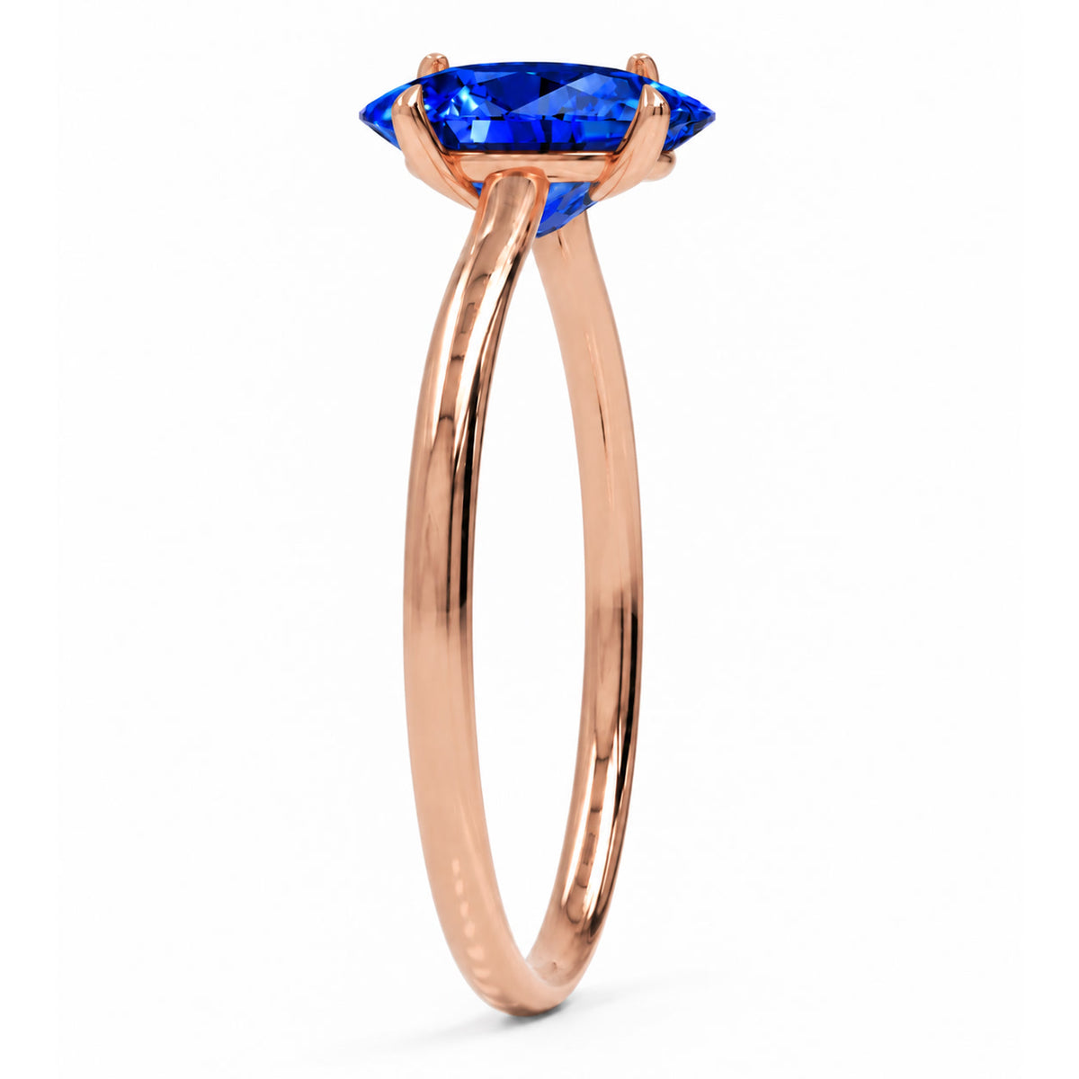 Inel de Logodnă Enigma din Aur 14k cu Safir Creat în Laborator Oval 8x12 mm din 14k Aur Roz - Castelo.ro