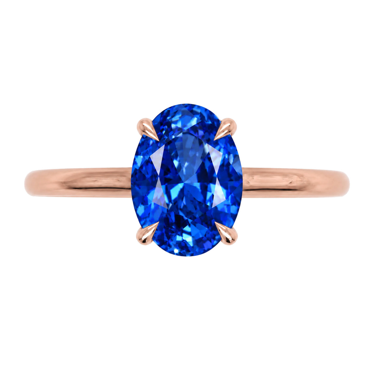 Inel de Logodnă Enigma din Aur 18k cu Safir Creat în Laborator Oval 8x12 mm din 18k Aur Roz - Castelo.ro