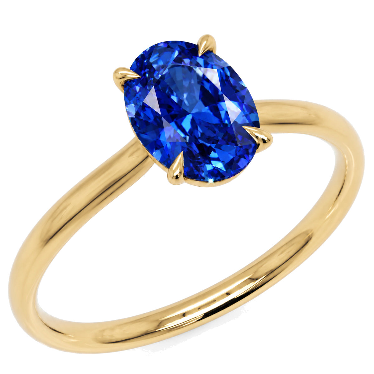 Inel de Logodnă Enigma din Aur 18k cu Safir Creat în Laborator Oval 7x10 mm din 18k Aur Galben - Castelo.ro