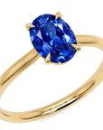 Inel de Logodnă Enigma din Aur 18k cu Safir Creat în Laborator Oval 7x10 mm din 18k Aur Galben - Castelo.ro