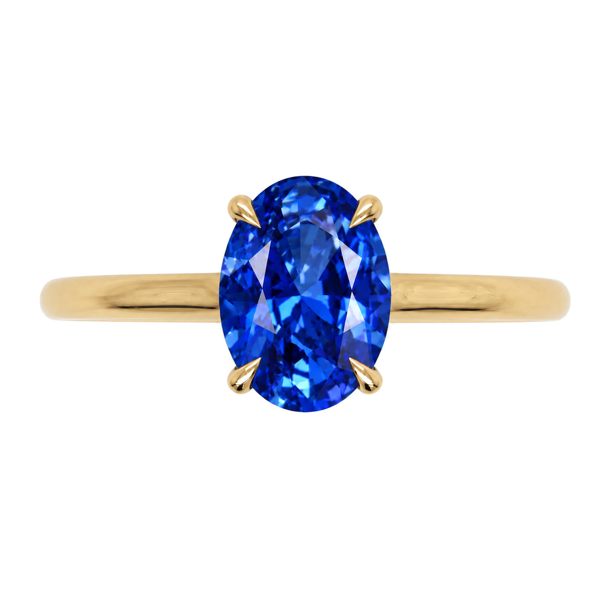 Inel de Logodnă Enigma din Aur 18k cu Safir Creat în Laborator Oval 7x10 mm din 18k Aur Galben - Castelo.ro