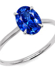 Inel de Logodnă Enigma din Aur 18k cu Safir Creat în Laborator Oval 7x10 mm din Platina - Castelo.ro