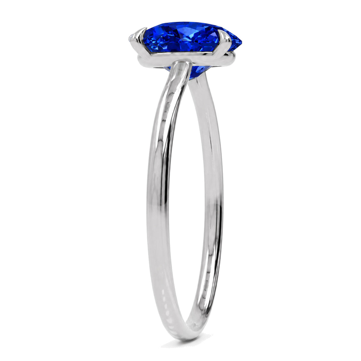 Inel de Logodnă Enigma din Aur 18k cu Safir Creat în Laborator Oval 7x10 mm din Platina - Castelo.ro