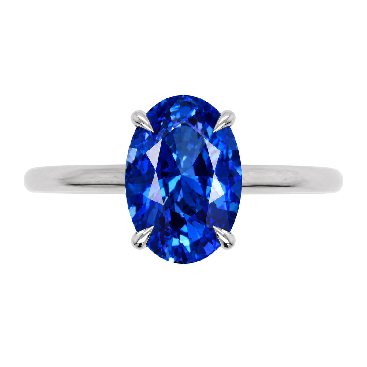 Inel de Logodnă Enigma din Aur 18k cu Safir Creat în Laborator Oval 7x10 mm din Platina - Castelo.ro