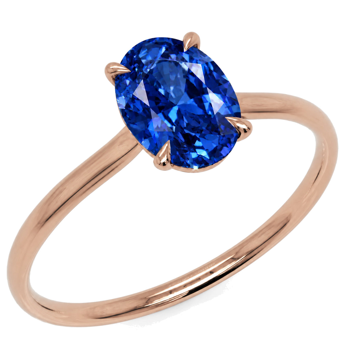 Inel de Logodnă Enigma din Aur 18k cu Safir Creat în Laborator Oval 7x10 mm din 18k Aur Roz - Castelo.ro