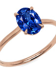 Inel de Logodnă Enigma din Aur 18k cu Safir Creat în Laborator Oval 7x10 mm din 18k Aur Roz - Castelo.ro