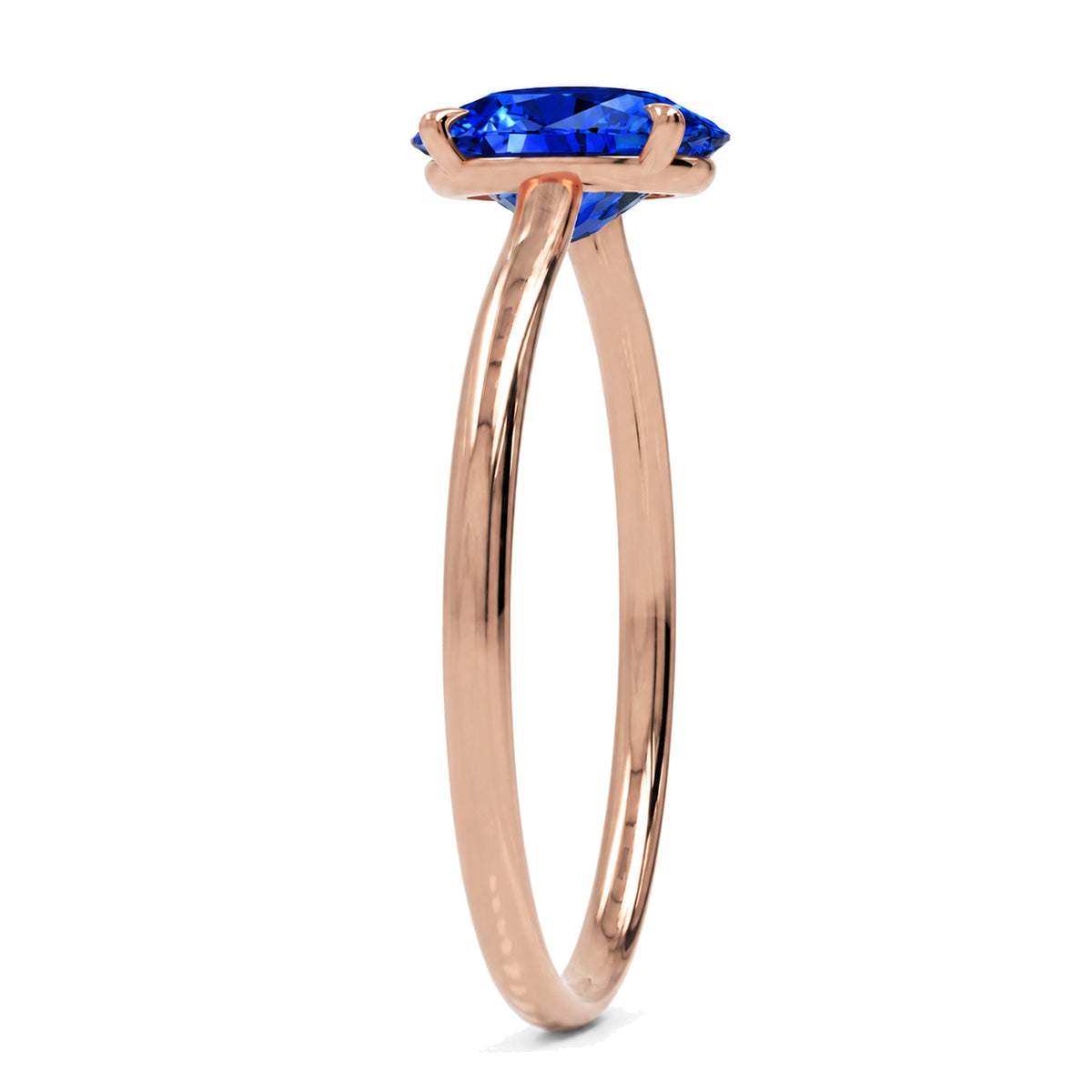 Inel de Logodnă Enigma din Aur 18k cu Safir Creat în Laborator Oval 7x10 mm din 18k Aur Roz - Castelo.ro