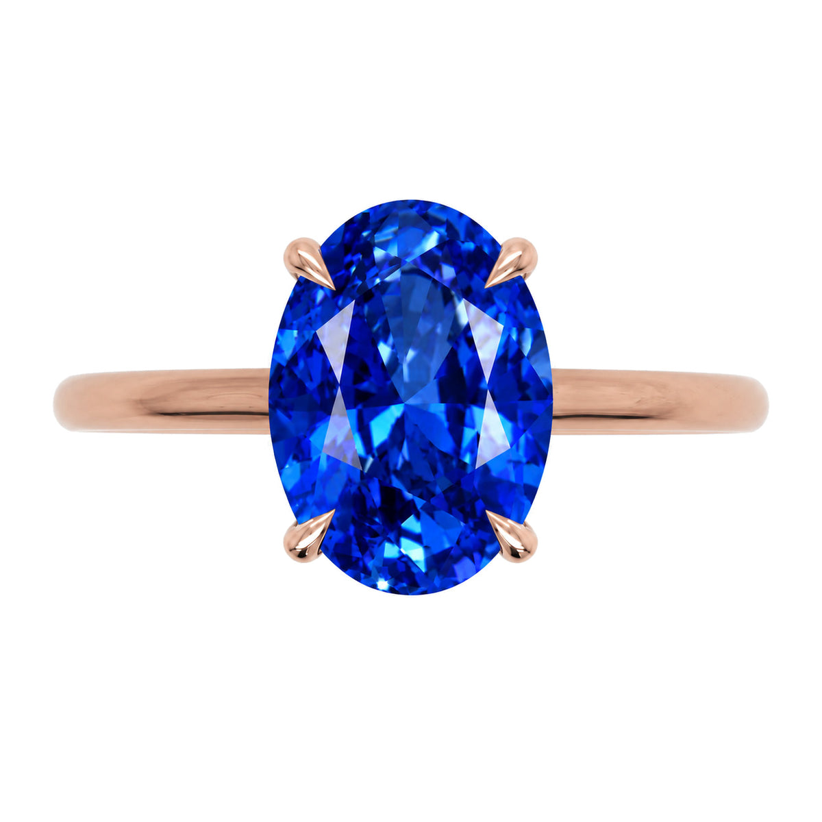 Inel de Logodnă Enigma din Aur 18k cu Safir Creat în Laborator Oval 7x10 mm din 18k Aur Roz - Castelo.ro