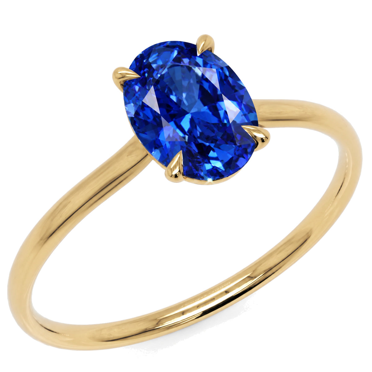 Inel de Logodnă Enigma din Aur 14k cu Safir Creat în Laborator Oval 6x8 mm din 14k Aur Galben - Castelo.ro