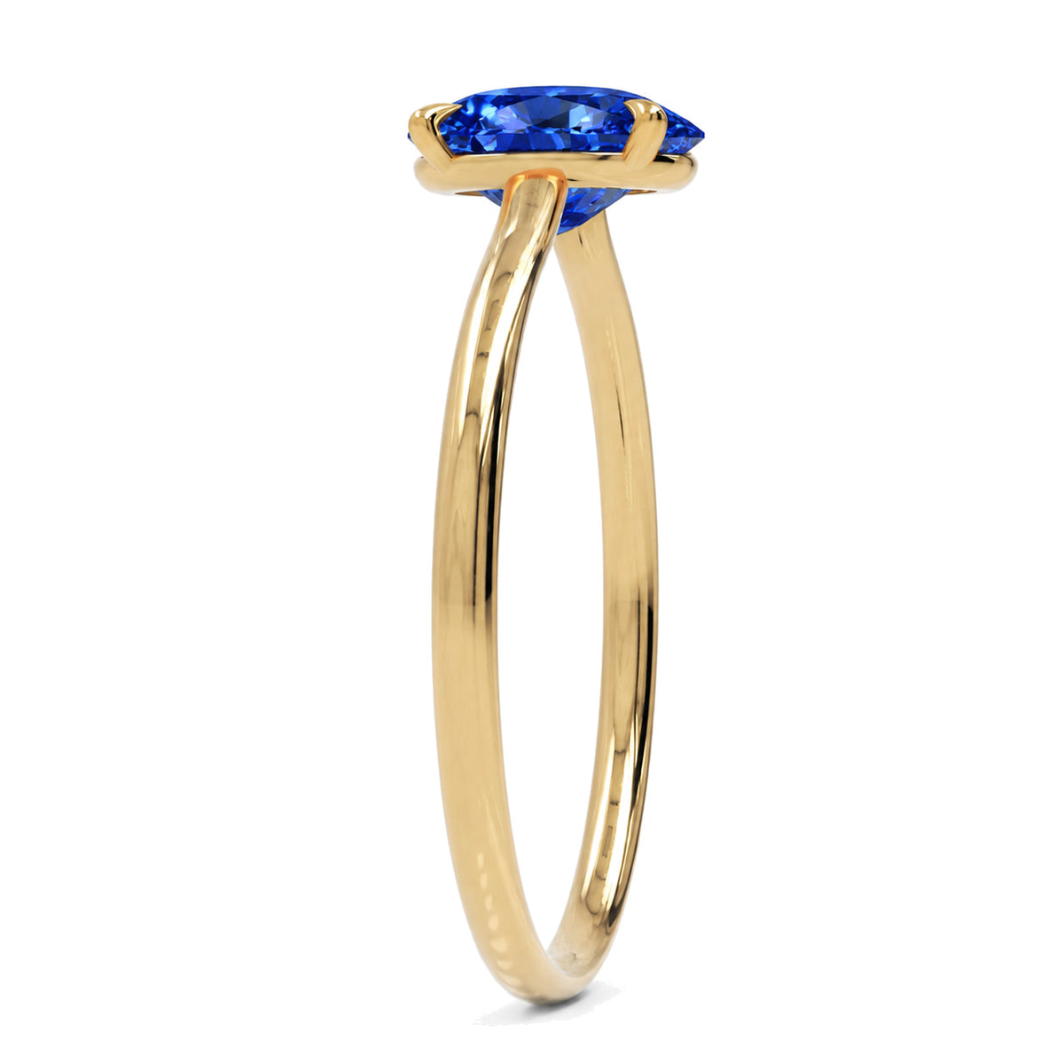Inel de Logodnă Enigma din Aur 14k cu Safir Creat în Laborator Oval 6x8 mm din 14k Aur Galben - Castelo.ro