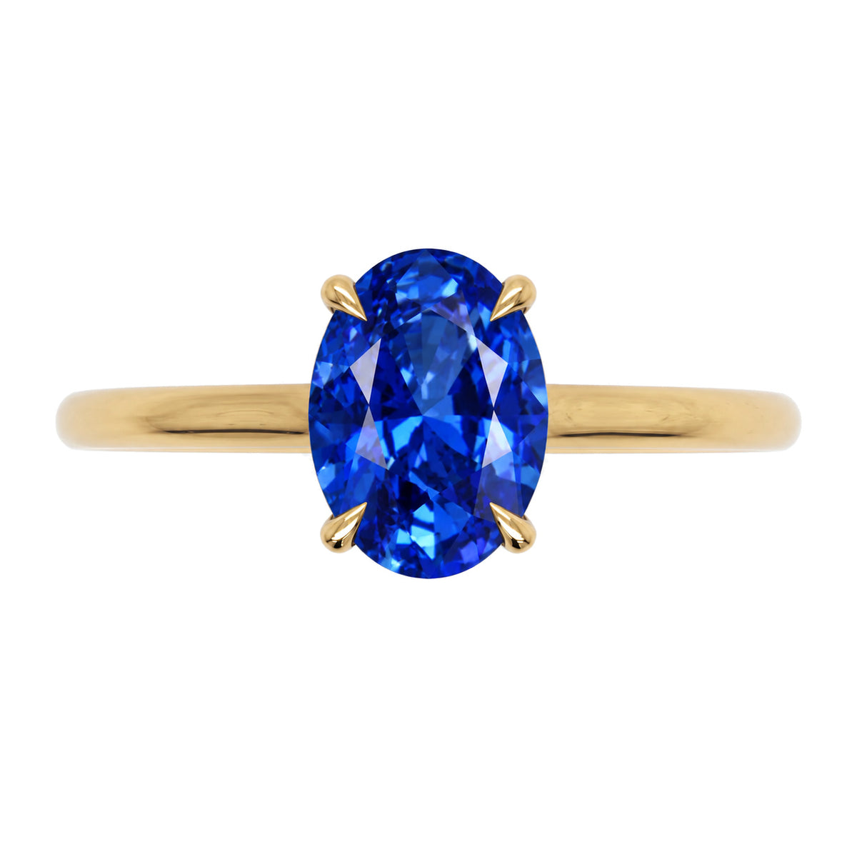 Inel de Logodnă Enigma din Aur 14k cu Safir Creat în Laborator Oval 6x8 mm din 14k Aur Galben - Castelo.ro