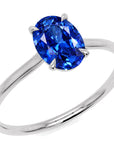 Inel de Logodnă Enigma din Aur 14k cu Safir Creat în Laborator Oval 6x8 mm din 14k Aur Alb - Castelo.ro