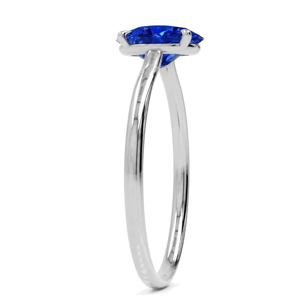 Inel de Logodnă Enigma din Aur 14k cu Safir Creat în Laborator Oval 6x8 mm din 14k Aur Alb - Castelo.ro