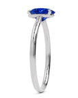 Inel de Logodnă Enigma din Aur 18k cu Safir Creat în Laborator Oval 6x8 mm din Platina - Castelo.ro