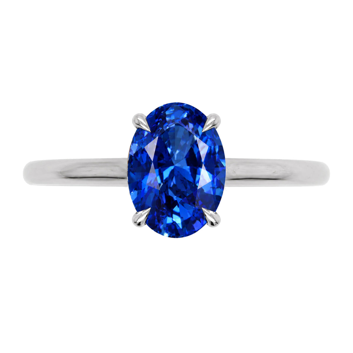 Inel de Logodnă Enigma din Aur 14k cu Safir Creat în Laborator Oval 6x8 mm din 14k Aur Alb - Castelo.ro
