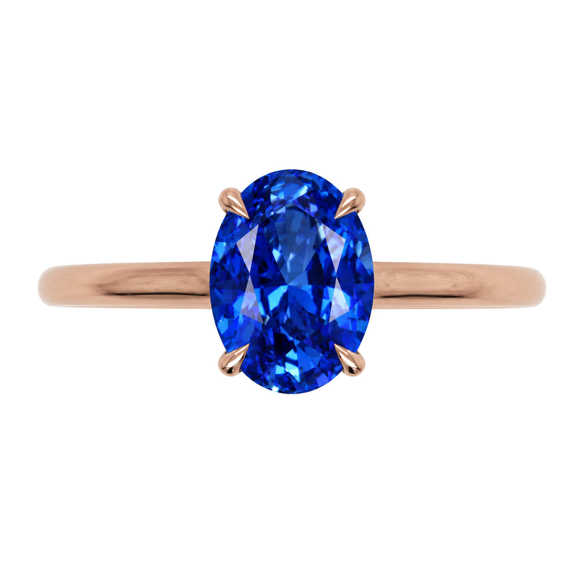 Inel de Logodnă Enigma din Aur 14k cu Safir Creat în Laborator Oval 6x8 mm din 14k Aur Roz - Castelo.ro