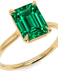 Inel de Logodnă Raphael din Aur 14k cu Smarald Creat în Laborator Emerald Cut 8x10 mm din 14k Aur Galben - Castelo.ro