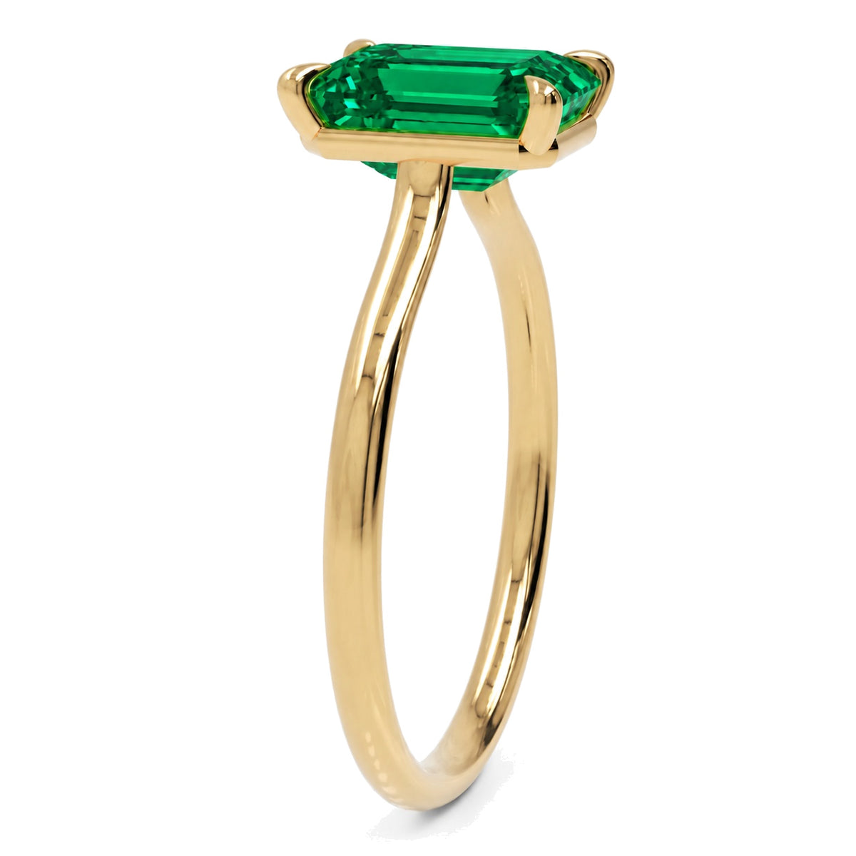 Inel de Logodnă Raphael din Aur 18k cu Smarald Creat în Laborator Emerald Cut 8x10 mm din 18k Aur Galben - Castelo.ro