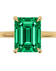 Inel de Logodnă Raphael din Aur 14k cu Smarald Creat în Laborator Emerald Cut 8x10 mm din 14k Aur Galben - Castelo.ro
