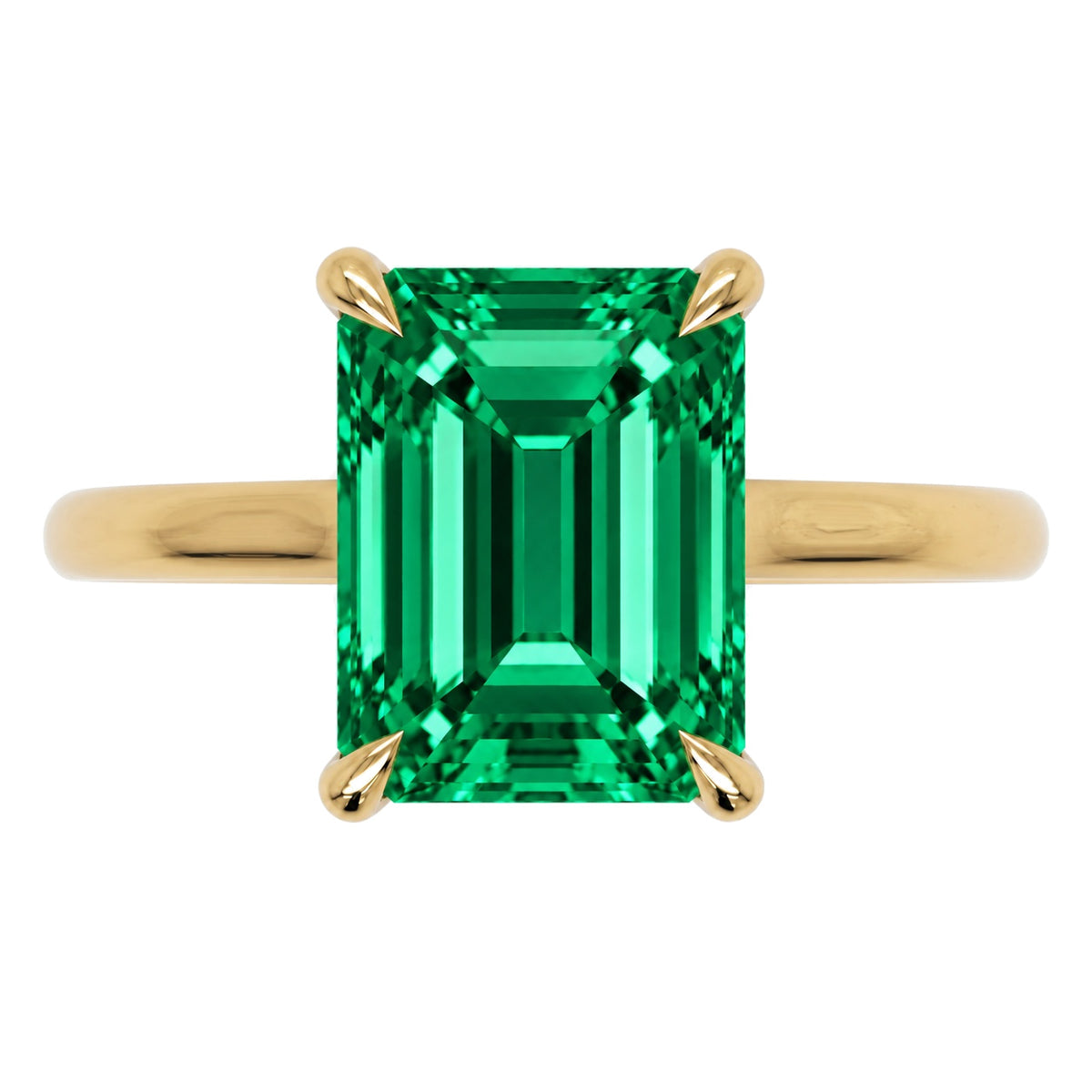 Inel de Logodnă Raphael din Aur 18k cu Smarald Creat în Laborator Emerald Cut 8x10 mm din 18k Aur Galben - Castelo.ro