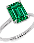 Inel de Logodnă Raphael din Aur 14k cu Smarald Creat în Laborator Emerald Cut 8x10 mm din 14k Aur Alb - Castelo.ro