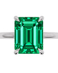Inel de Logodnă Raphael din Aur 14k cu Smarald Creat în Laborator Emerald Cut 8x10 mm din 14k Aur Alb - Castelo.ro