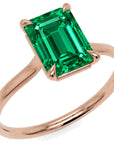 Inel de Logodnă Raphael din Aur 18k cu Smarald Creat în Laborator Emerald Cut 8x10 mm din 18k Aur Roz - Castelo.ro