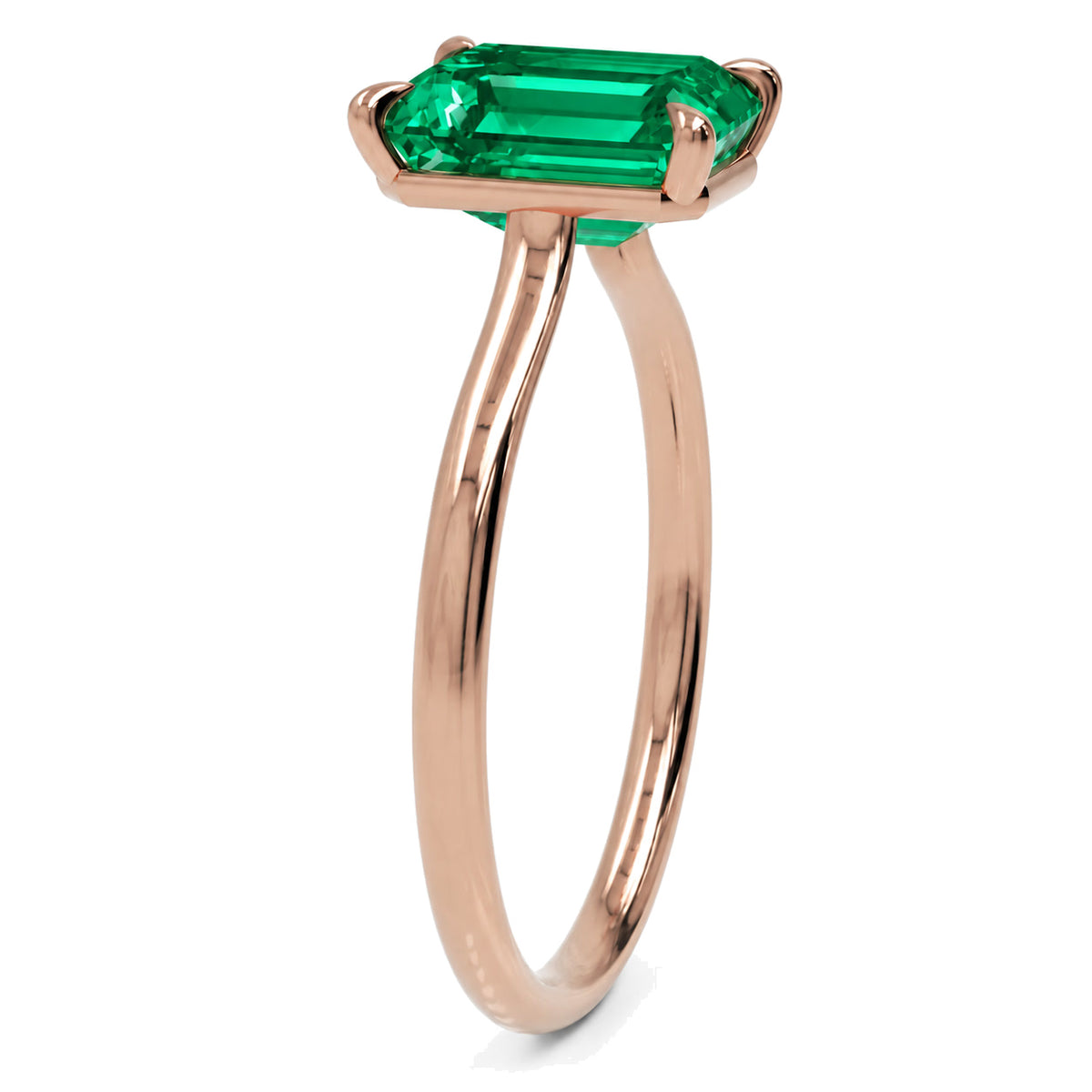 Inel de Logodnă Raphael din Aur 18k cu Smarald Creat în Laborator Emerald Cut 8x10 mm din 18k Aur Roz - Castelo.ro